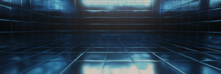 Poster - Glossy black wall texture with bright light reflections for modern interior design