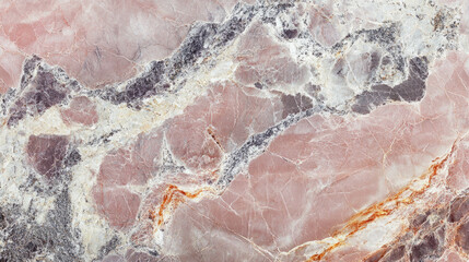 Poster - Glossy pink marble texture with abstract white veins for elegant design