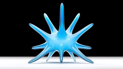 Poster - Abstract Blue Star Shape with Spikes on Black Background