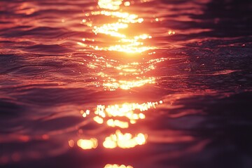 Poster - Sunset reflections dance on the surface of tranquil water in a serene coastal landscape