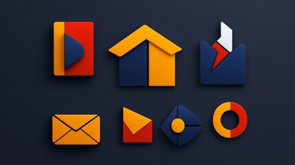 Poster - Colorful Abstract Icons for Communication and Digital Design