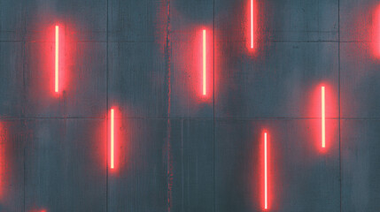 Modern abstract design with grey concrete wall and orange neon lights