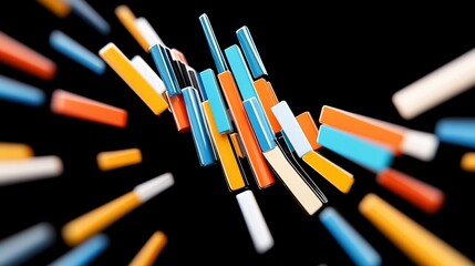 Poster - Colorful Abstract Shape Burst on Black Background for Artistic Design