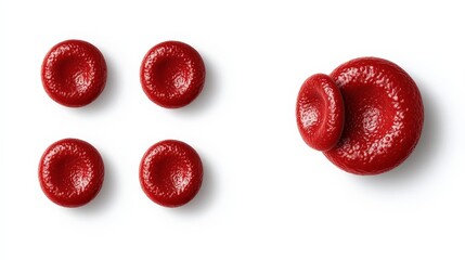 Poster - Red Circular Shapes Arranged on White Background for Abstract Art