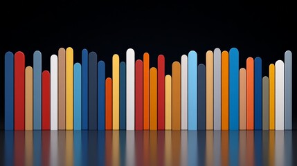 Poster - Colorful Vertical Bars Arrangement on a Reflective Surface