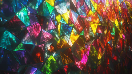 Poster - Vibrant iridescent stained glass wall texture for interior design and art projects