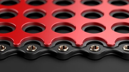 Poster - Close-Up View of Red and Black Circular Pattern on Textured Surface
