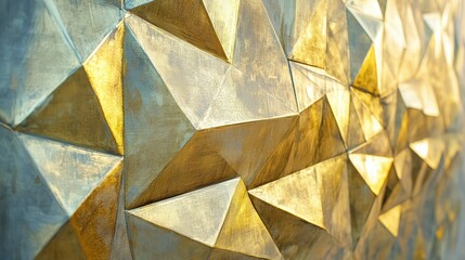 Luxurious Golden Triangular Facets, Abstract Art Texture Background
