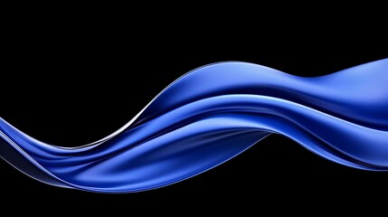 Poster - Elegant Flowing Blue Wave on Black Background for Abstract Design