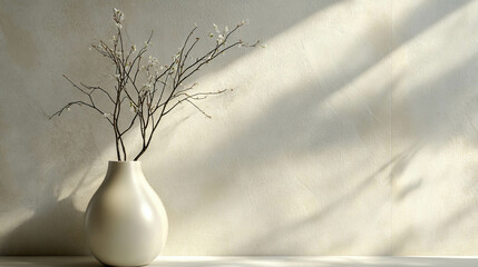 Poster - Minimalist interior design with ceramic wall and vase decor concept