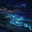 © Nadezhda - Bioluminescent Waves Illuminating a Nighttime Beach