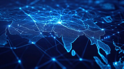Poster - An intricate digital representation showcases the complex network of connections in Saudi Arabia, highlighting the flow of information and communication pathways.