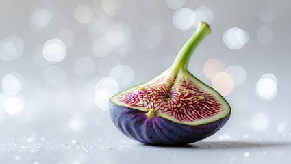 Poster - freshly sliced fig showcasing vibrant colors against a blurred, sparkling background