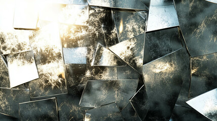 Poster - abstract light reflection on mirrored panels for modern art and design