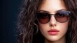 © Raul - Close-up portrait of a young woman with dark, curly hair wearing sunglasses.  Mysterious and stylish.