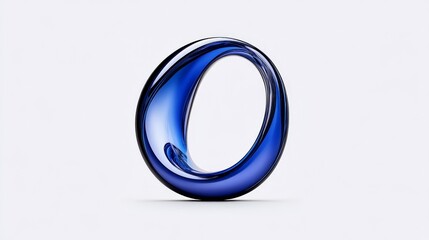 Poster - Blue Glass Sculpture Abstract Design on White Background