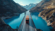 © Ava - Drone View of Commercial Truck on Highway