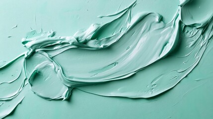 Poster - Soft swirls of mint green paint showcase an abstract texture that radiates tranquility. This smooth application invites creativity and inspires artistic exploration in every glance.