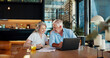 © peopleimages.com - Documents, retirement and laptop with old couple at home for social security benefits, annuity growth and pension fund. Account balance, online banking and 401k withdrawal with people and profit