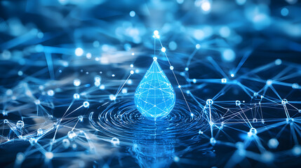 Poster - Droplet interaction with digital networks virtual environment abstract concept technology close-up view data visualization