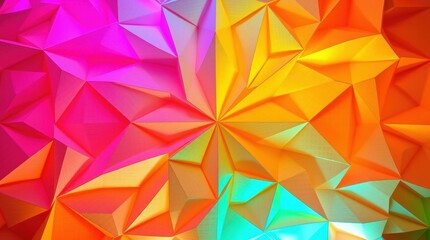 Poster - Gorgeous neon geometric wallpaper, pattern