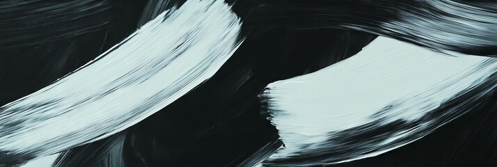 Poster - Abstract art with rough black and white paint brush strokes for creative designs