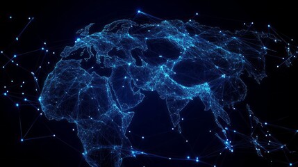 Poster - A vibrant display illustrates the intricate network connections and data flow pertaining to Saudi Arabia, symbolizing technological advancement and digital infrastructure.