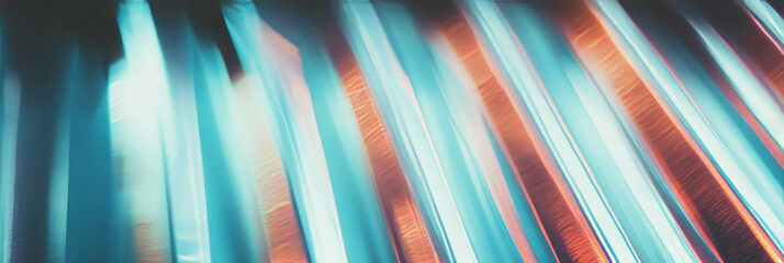 Poster - abstract textured metal surface with sharp vertical ribs reflecting light