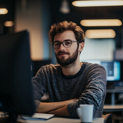 Desarrollador web en su puesto de trabajo