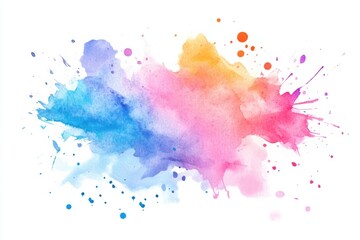 Aufkleber - Abstract watercolor splash in vibrant colors with blue, pink, and orange hues expressing artistic creativity. Generative AI