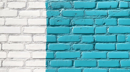 Poster - Teal and white painted brick wall texture for artistic background and design projects