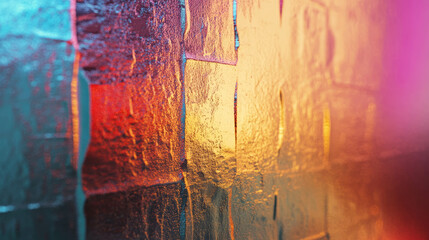 Poster - Abstract metallic wall texture with vibrant strobe light reflections for artistic design