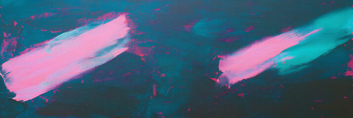 Poster - Abstract artistic textured paint with pink and teal crosshatch strokes for background design