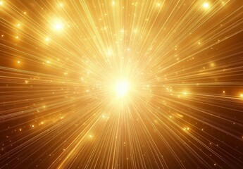 Poster - Radiant burst of golden light with shimmering particles, creating a vibrant and dynamic visual effect.
