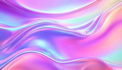 Poster - A smooth, iridescent surface featuring flowing waves of pastel colors, creating a mesmerizing visual effect.
