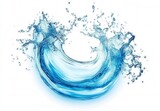 A vibrant splash of blue water forming a circular wave, creating an energetic and refreshing visual effect.