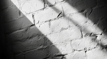 Poster - Texture of uneven white brick wall with light and shadow for background design