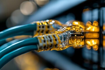 Poster - the connection is made through fiber optic cables to an optic port and network cable