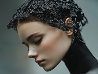 Poster - The woman is depicted as a stylish cyborg in a 3D illustration of futuristic fashion android