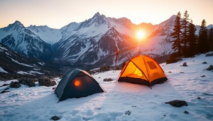 camping in the ice mountains