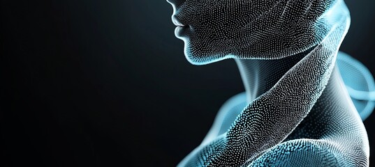 Poster - A digital backdrop composed of abstract elements, including polygons and dots, set against a three-dimensional wavy space