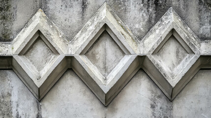 Poster - Architectural design featuring intersecting molding lines on concrete wall