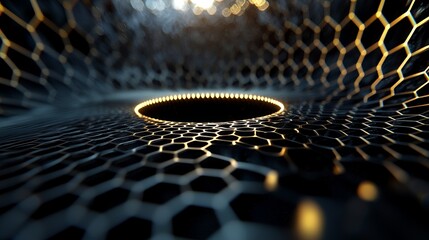 Poster - Data transmission is visually represented by a futuristic hexagon illustration, showcasing a technology concept through 3D rendering and structural communication