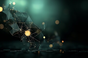 Poster - A plexus composed of lines, dots, and light beams featuring light points represents a futuristic, abstract backdrop of technological, scientific, and engineering elements, utilizing depth of field