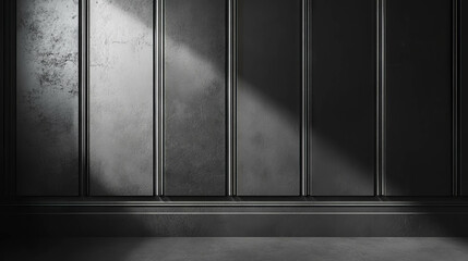 Poster - Elegant dark wall with recessed rectangular molding for interior design and modern decor