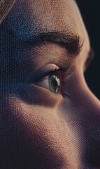 Poster - fondo de tecnología e inteligencia artificial, que incluye cyborg y redes, así como el concepto de b