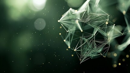 Poster - The concept of big data, technology, and science is depicted in a 3D rendering with an abstract green background, moving lines, and dots, illustrating a connection to the World Wide Web
