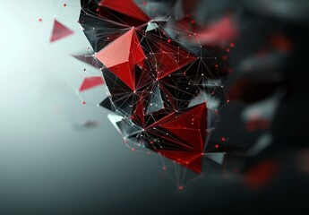 Poster - The background features an abstract fire red geometrical design, evoking a futuristic technology style with neon signs, HUD elements, and an elegant aesthetic, ideal for big data visualization