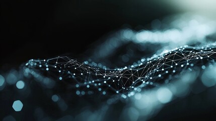 Poster - The background features an abstract digital pattern, utilizing a plexus effect to illustrate the structure of network connections, set against a science-inspired backdrop, all generated through 3D