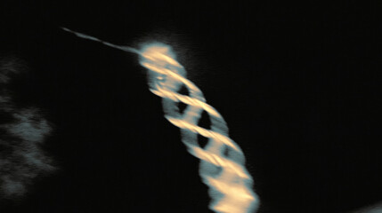 Poster - Illuminated spiral smoke trail against black background